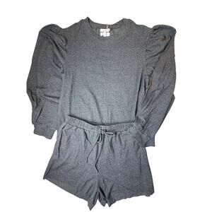 By the River grey 2pc lounge set with a long-sleeved top and shorts Size L